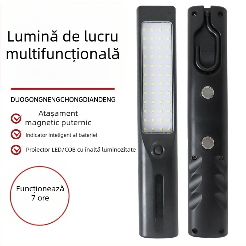 Lumină de lucru cu magneți LED pentru reparații auto, fascicul 360°, 5V, 10W, carcasă din aliaj de aluminiu