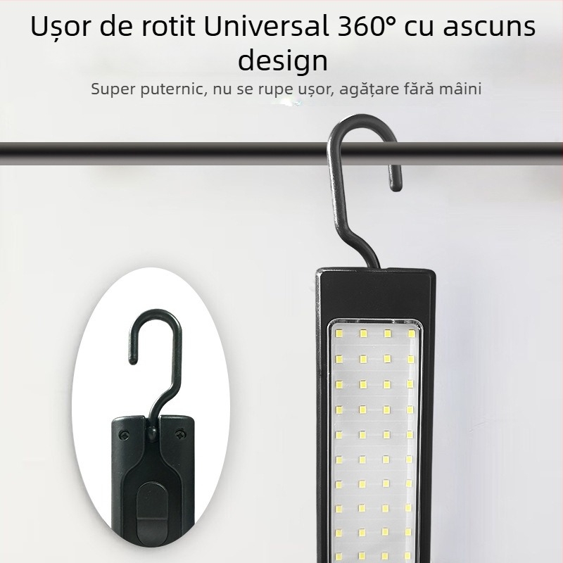 Lumină de lucru cu magneți LED pentru reparații auto, fascicul 360°, 5V, 10W, carcasă din aliaj de aluminiu