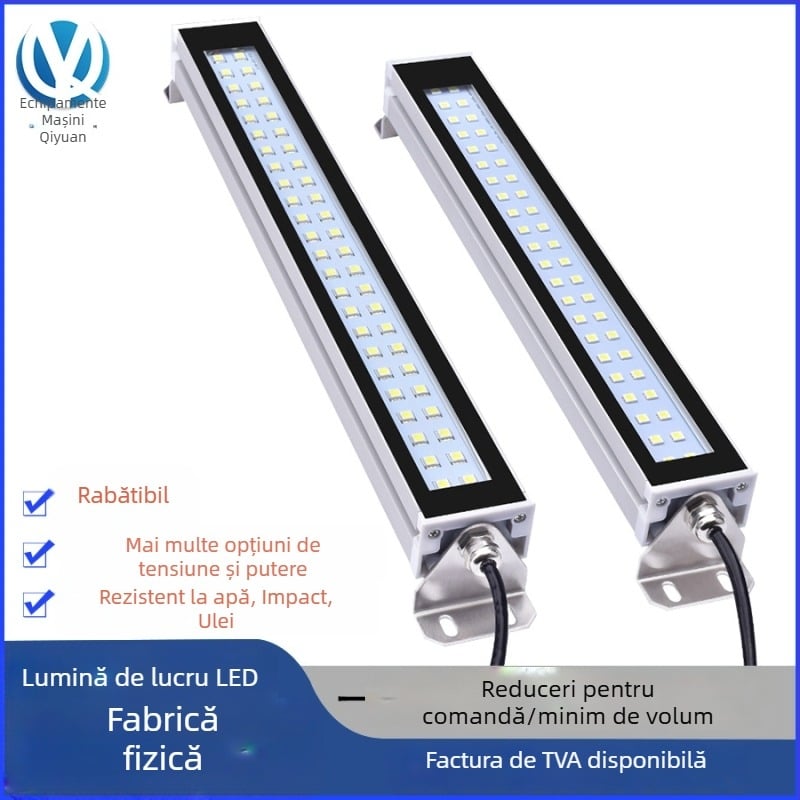Lampă de lucru LED metalică pentru mașini-unelte, rezistentă la apă, ulei și fum, rezistentă la explozie, iluminare CNC pentru strung, 220V/24V