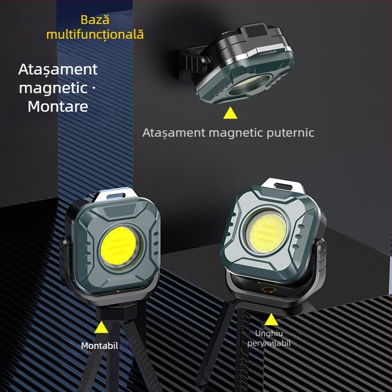 Lampa de lucru COB LED portabilă cu bază magnetică (IP44 • 5.7W • 3.7V • carcasă ABS+PC+Aluminiu)
