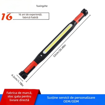 Lampă de reparații auto cu LED COB, reîncărcabilă, 700 lm, IP55, fascicul 180°, cârlig, 3 moduri de iluminare