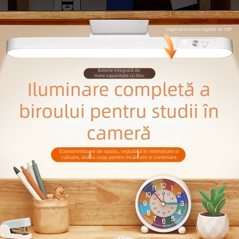 Lampă de birou cu protecție oculară, reîncărcabilă, control tactil, certificat CE, CRI ≥ 90
