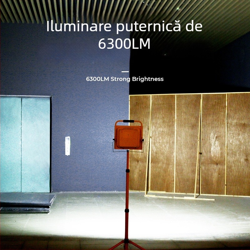 Shenhuo FS1-M Proiector LED portabil, impermeabil, reîncărcabil pentru lucrări în exterior, iluminare de lucru cu mâner, 12.6V/2A, IP54, 6300 lm, unghi fascicul 120°, corp din aliaj de aluminiu