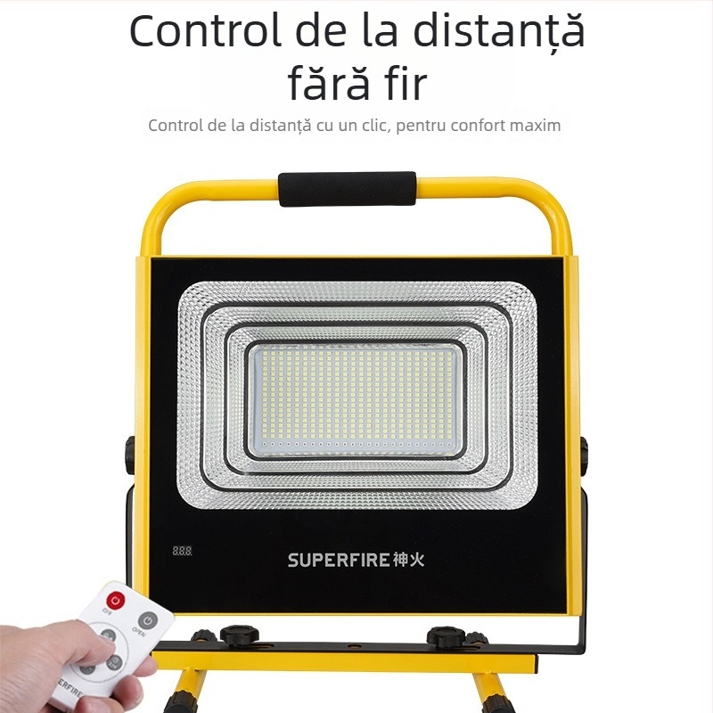 Shenhuo FS1-M Proiector LED portabil, impermeabil, reîncărcabil pentru lucrări în exterior, iluminare de lucru cu mâner, 12.6V/2A, IP54, 6300 lm, unghi fascicul 120°, corp din aliaj de aluminiu