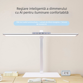 Lampă de birou pentru studiu cu protecție a ochilor, spectru complet, LED, 18W, comutator tactil, abajur metalic, Du Pai (CRI ≥95 • LED • 18W • abajur metalic • CE)