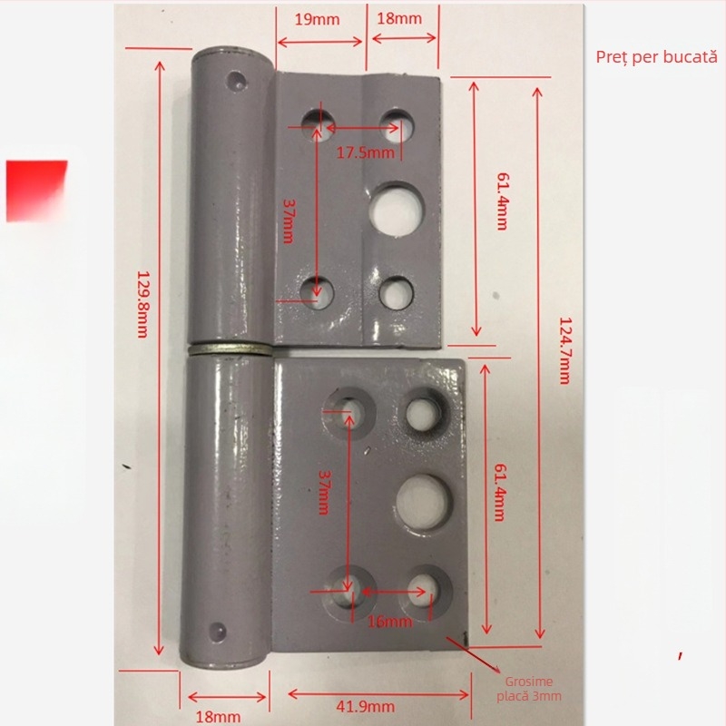 Balama pentru ușă în formă H, din fier, în formă de steag, axă îngroșată, detașabilă