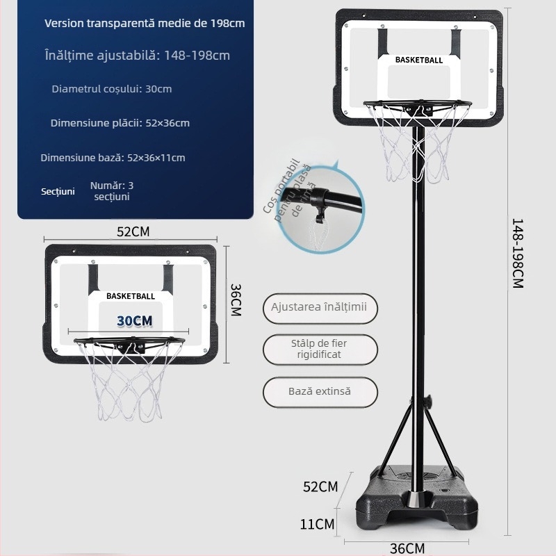 Suport mobil pentru baschet cu cadru de aruncare reglabil, din fontă, 6,7 kg, cod produs 454, suport pentru coș de baschet