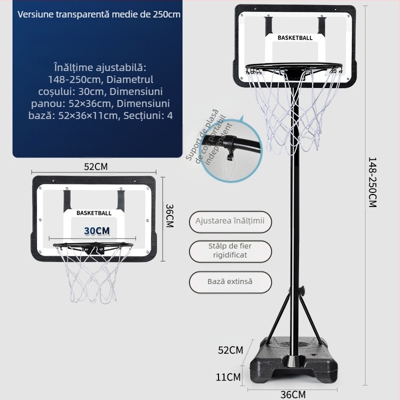 Suport mobil pentru baschet cu cadru de aruncare reglabil, din fontă, 6,7 kg, cod produs 454, suport pentru coș de baschet