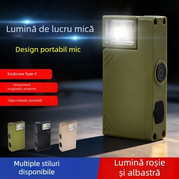 Lampa de lucru mini, reîncărcabilă, rotativă, cu clemă magnetică pentru pălărie — model JC-306, 3,6 V, carcasă ABS, durată de viață 1.000.000 ore