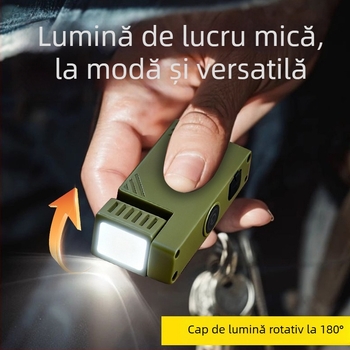 Lampa de lucru mini, reîncărcabilă, rotativă, cu clemă magnetică pentru pălărie — model JC-306, 3,6 V, carcasă ABS, durată de viață 1.000.000 ore
