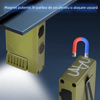 Lampa de lucru mini, reîncărcabilă, rotativă, cu clemă magnetică pentru pălărie — model JC-306, 3,6 V, carcasă ABS, durată de viață 1.000.000 ore