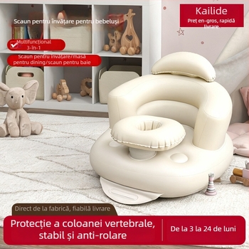 Scaun de baie gonflabil portabil, cu design pliabil, pentru copii 0–3 ani