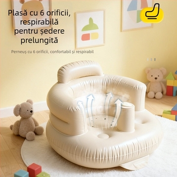 Scaun de baie gonflabil portabil, cu design pliabil, pentru copii 0–3 ani