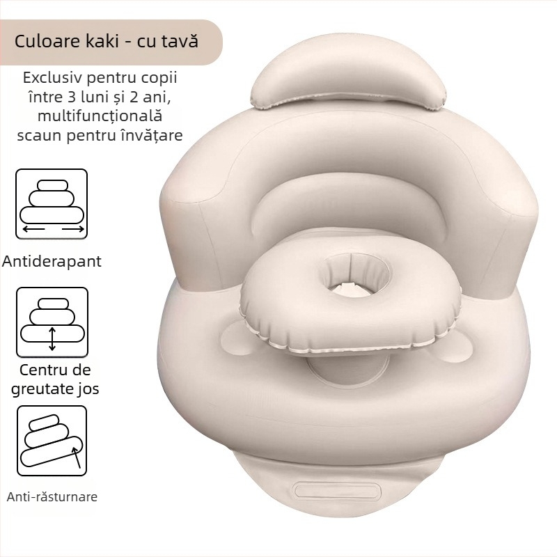 Scaun de baie gonflabil portabil, cu design pliabil, pentru copii 0–3 ani