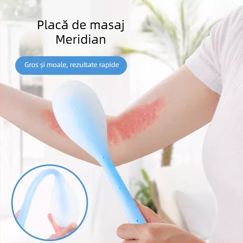 Placă de tapping meridian din silicon și bețișor de masaj cu cap rotund pentru masaj umeri, gât, spate și picioare — manual, 1. treptă