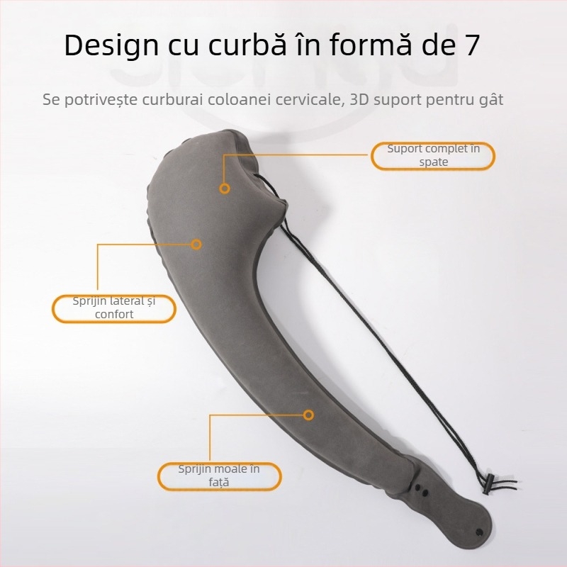 Perne de gât pentru călătorii lungi — gonflabilă, țesătură din PVC compozit, design pentru dormit pe o parte