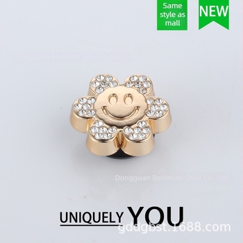 Accesoriu Crocs-style pentru încălțăminte cu floare din cristale metalice și cataramă în formă de baschet – potrivit pentru sandale, pentru toate anotimpurile