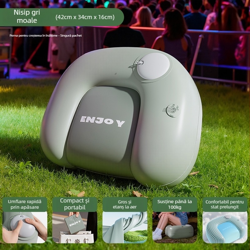 Perne de șezut gonflabile pentru exterior cu suport pentru picioare îngroșat - umflare prin presiune, pentru 1 persoană, greutate netă 500 g