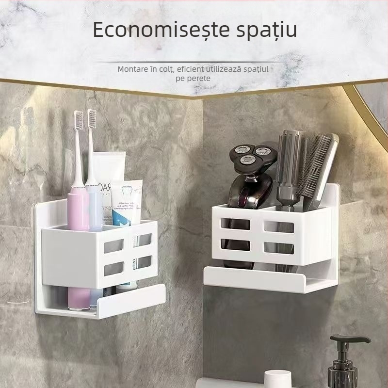 Raft de baie montat pe perete, din plastic, finis mat, capacitate de încărcare 1 kg, un singur nivel, model Storage rack