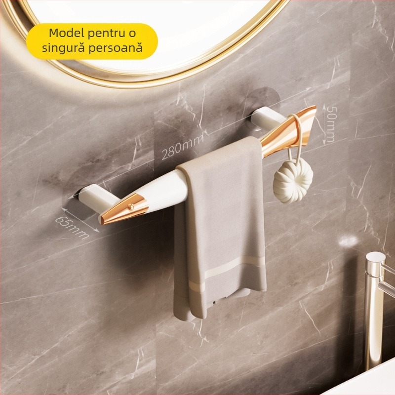 Suport de prosoape pentru baie, montare fără găuri prin ventuză, cu mecanism cu un singur mâner, aspect elegant de lux (Materiale: AS, ABS; Brand: Ai thinking; Ambalare: 80 buc.; Personalizare: Da)
