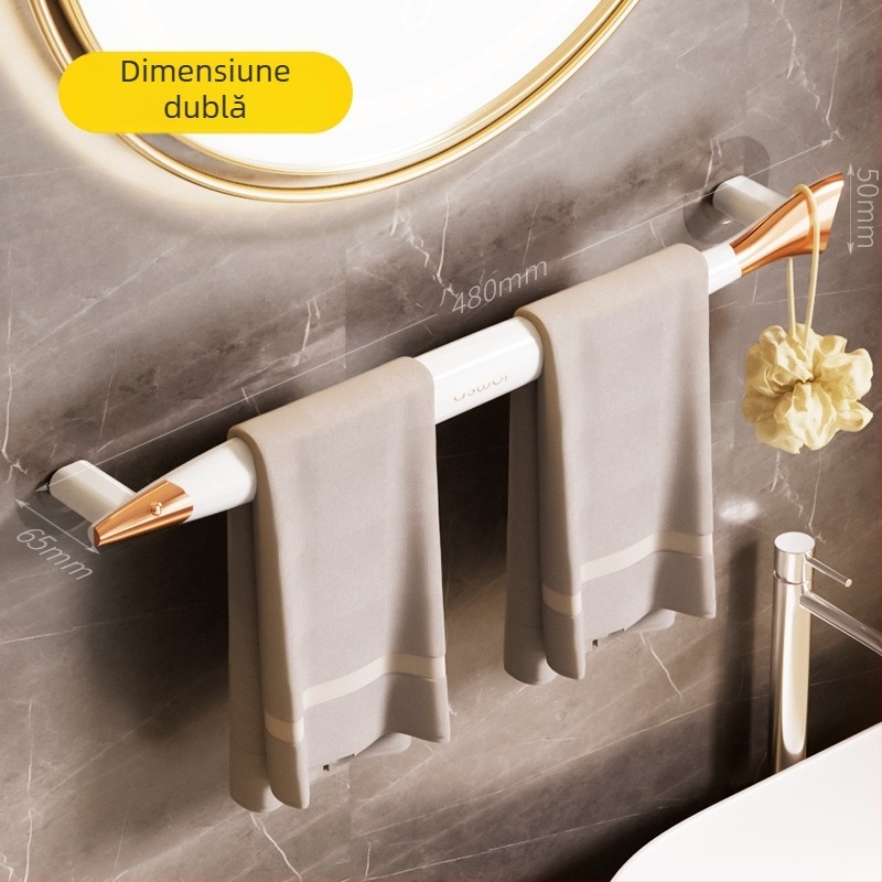 Suport de prosoape pentru baie, montare fără găuri prin ventuză, cu mecanism cu un singur mâner, aspect elegant de lux (Materiale: AS, ABS; Brand: Ai thinking; Ambalare: 80 buc.; Personalizare: Da)