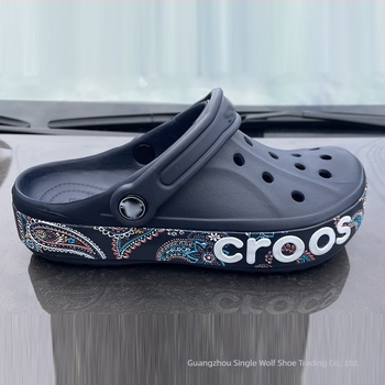 Sandale cu model pictat, partea superioară și talpa din EVA, Baotou toe, toc de 2 cm, închidere cu cataramă – stil plajă pentru toate anotimpurile