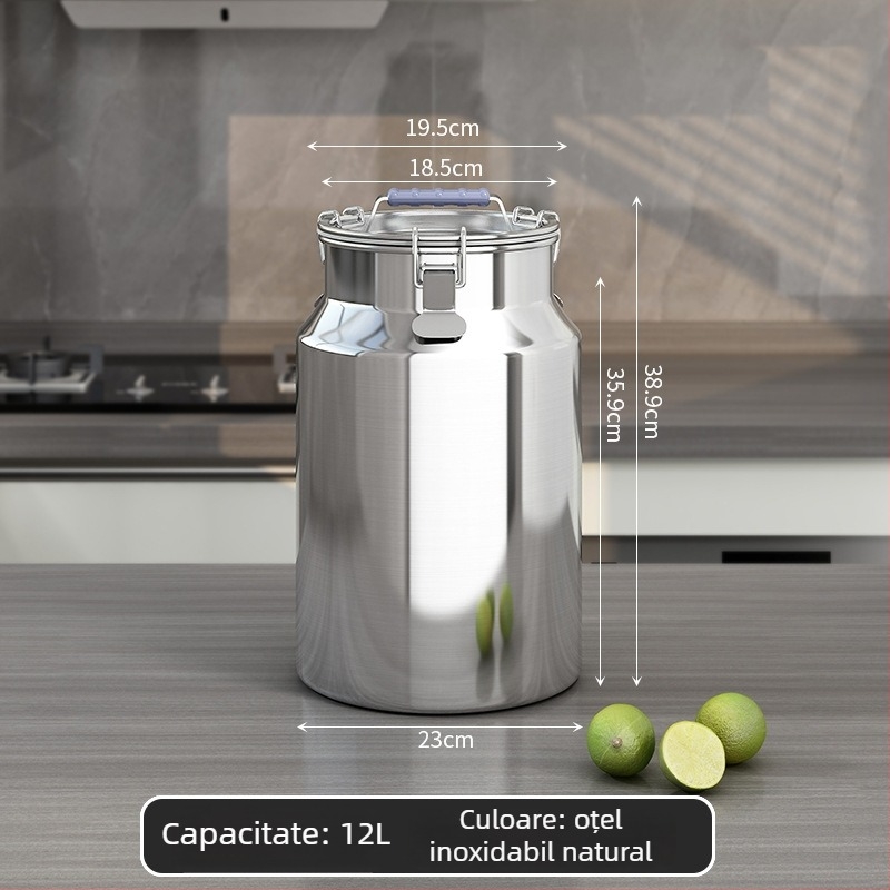 Container metal pentru depozitarea cerealelor, sigilat, rezistent la umiditate și insecte, cu capac