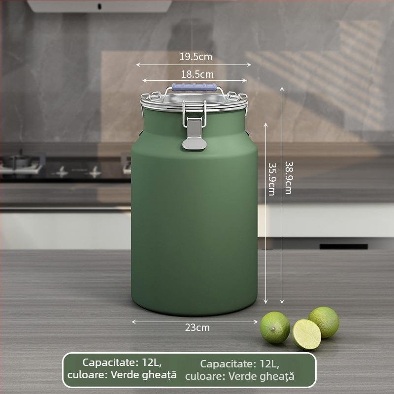 Container metal pentru depozitarea cerealelor, sigilat, rezistent la umiditate și insecte, cu capac