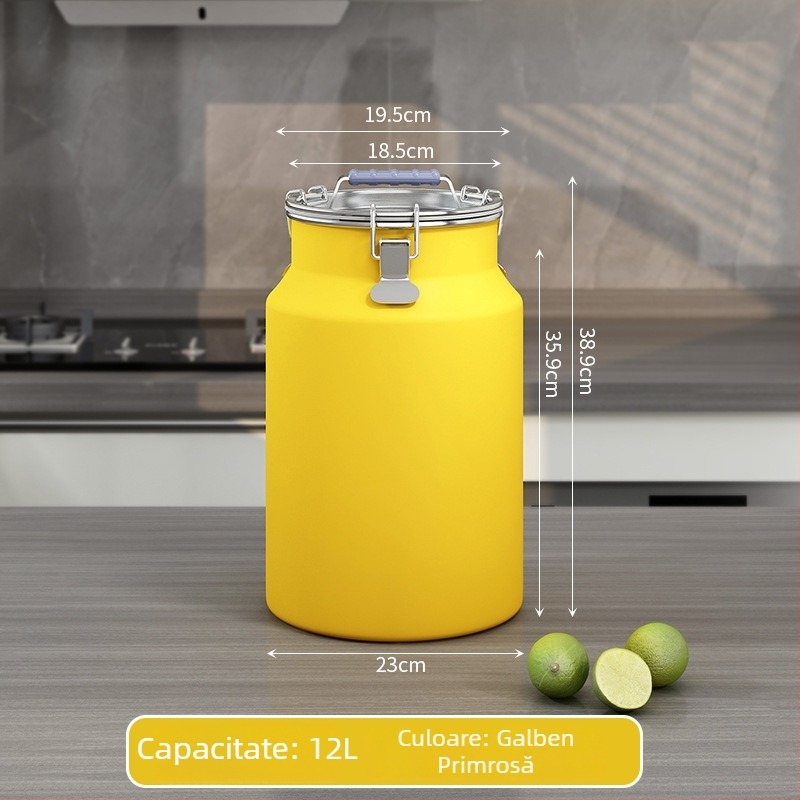 Container metal pentru depozitarea cerealelor, sigilat, rezistent la umiditate și insecte, cu capac