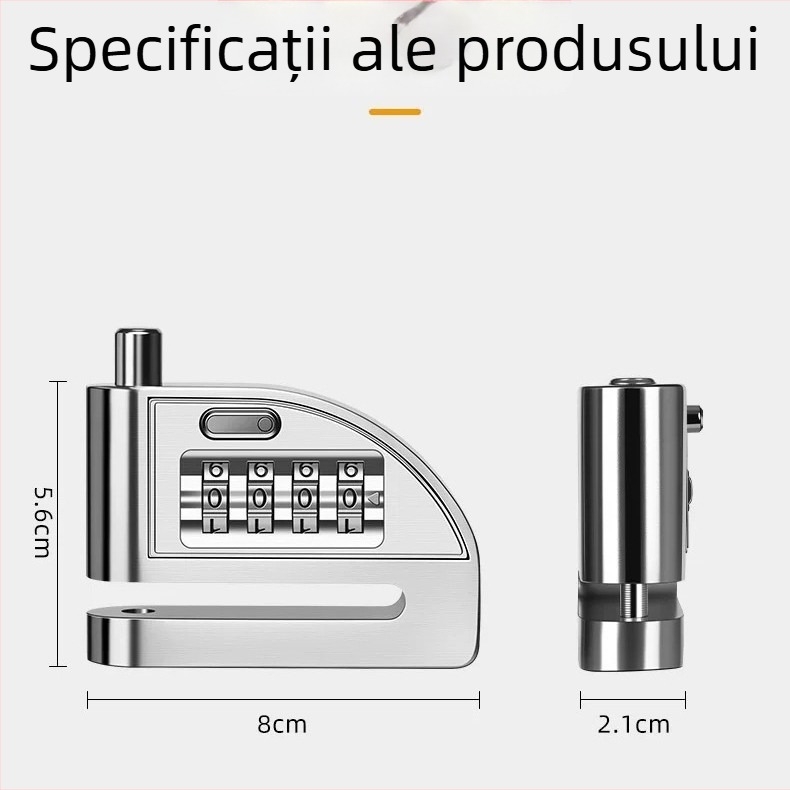 Blocare disc cu 4 cifre pentru biciclete, biciclete electrice și motociclete – Model D01, aliaj de aluminiu, 235 g, Personalizare disponibilă