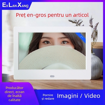 Ramă foto digitală LED de 7 inci, HD, cu redare de pe carduri; redă fotografii și videoclipuri; rezoluție 800×480; suport SD/USB/MMC; raport de aspect 16:9; model DPF-706