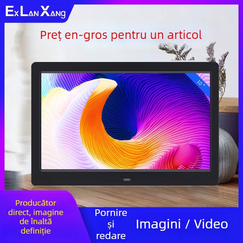 Ramă foto digitală LED de 7 inci, HD, cu redare de pe carduri; redă fotografii și videoclipuri; rezoluție 800×480; suport SD/USB/MMC; raport de aspect 16:9; model DPF-706