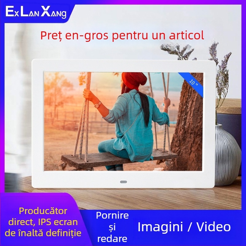Ramă foto digitală LED de 7 inci, HD, cu redare de pe carduri; redă fotografii și videoclipuri; rezoluție 800×480; suport SD/USB/MMC; raport de aspect 16:9; model DPF-706