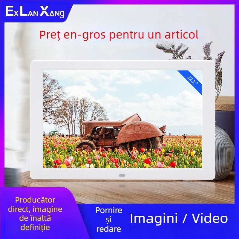 Ramă foto digitală LED de 7 inci, HD, cu redare de pe carduri; redă fotografii și videoclipuri; rezoluție 800×480; suport SD/USB/MMC; raport de aspect 16:9; model DPF-706