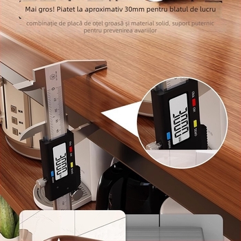 Raft de depozitare pentru cuptor cu microunde din bucătărie, lemn, multi-etajat, podea, design dreptunghiular, pentru colț, multifuncțional