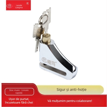 Langma încuietoare pentru frâna cu disc a motocicletei, model 865/689, material: aliaj de zinc, greutate 225–290 g, potrivită pentru motociclete, biciclete electrice și biciclete de munte