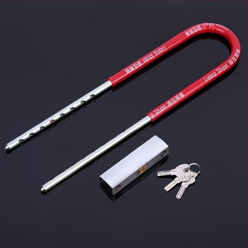 U în formă de lacăt pentru uși din sticlă — model 015; material: oțel aliat tratat; greutate: 0.9/1.2 kg; potrivit pentru uși din sticlă, magazine, depozite; stil: modern minimalist