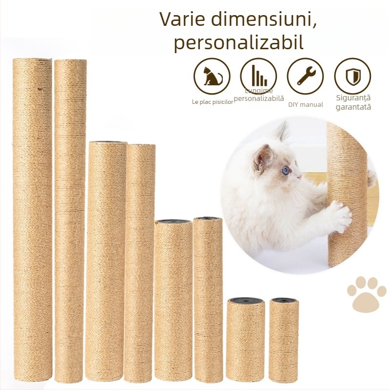 Stâlp de cățărare pentru pisici – kit DIY cu tub din hârtie Kraft și sfoară din cânepă, stil simplu, Charming Pet