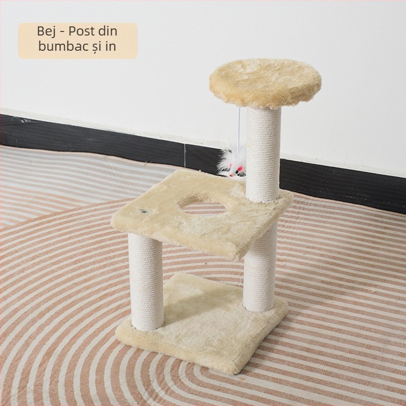 Copac pentru pisici din lemn cu coloană de sisal pentru zgâriere și platformă simplă de sărit — Shengze