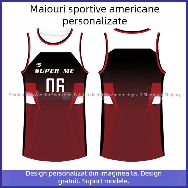 Vesta sport fără mâneci, imprimare digitală, 100% poliester