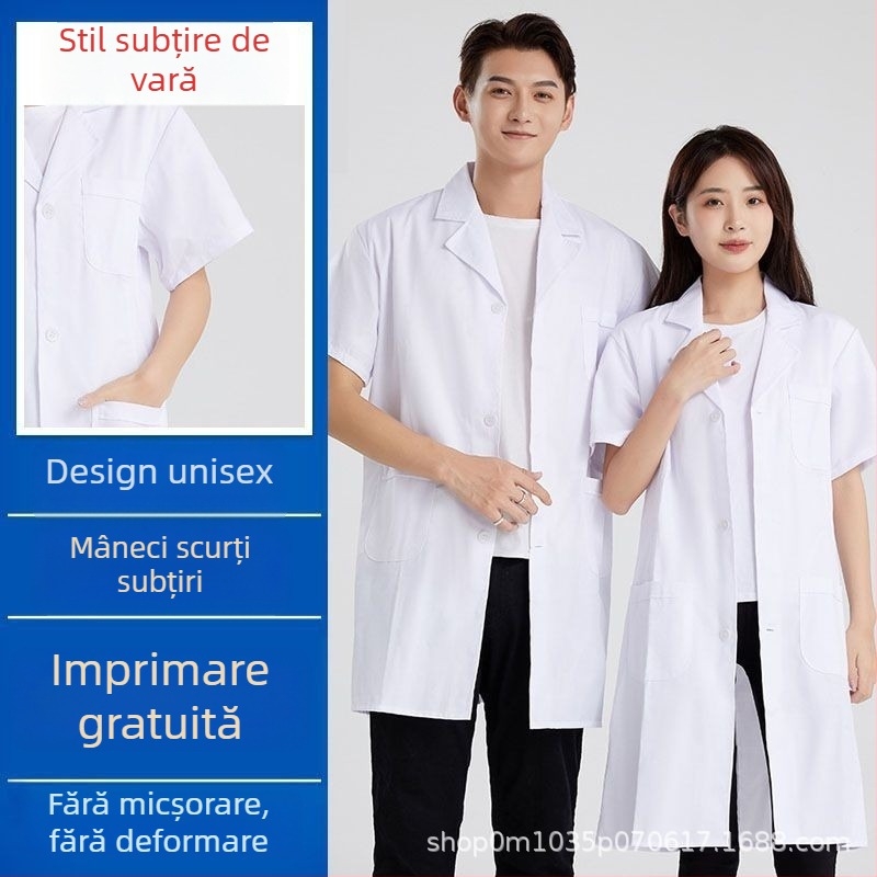 Halat medical pentru bărbați, respirabil din bumbac 70% cu căptușeală poliester-bumbac 30%, haine de lucru patru sezoane, imprimare