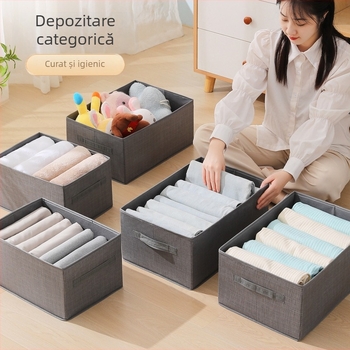 Cutie de depozitare haine, material non-woven, capacitate 35L, model 8809-1569, design modern minimalist, organizator pentru lenjerie, șosete și pulovere