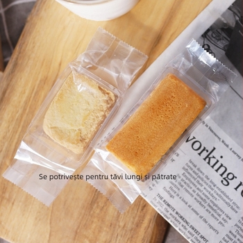 Pungi de ambalare din hârtie de bumbac îngroșată, imprimare gravură, pentru ambalarea prăjiturilor cu ananas și biscuiților, 50 buc./pachet, finisaj transparent mat