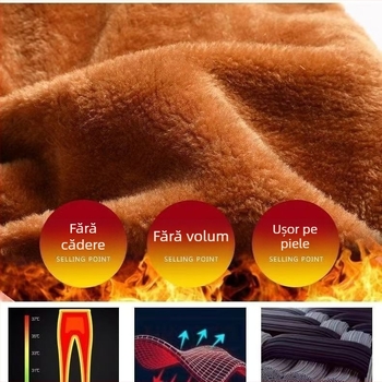 Pantaloni bărbați din piele PU, cu căptușeală din fleece, groși, rezistenți la vânt și apă, croială dreaptă, talie medie, iarnă 2024