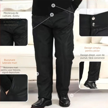 Pantaloni din piele unisex, cu căptușeală detașabilă din blană de miel, croială dreaptă, talie medie, pentru iarnă.