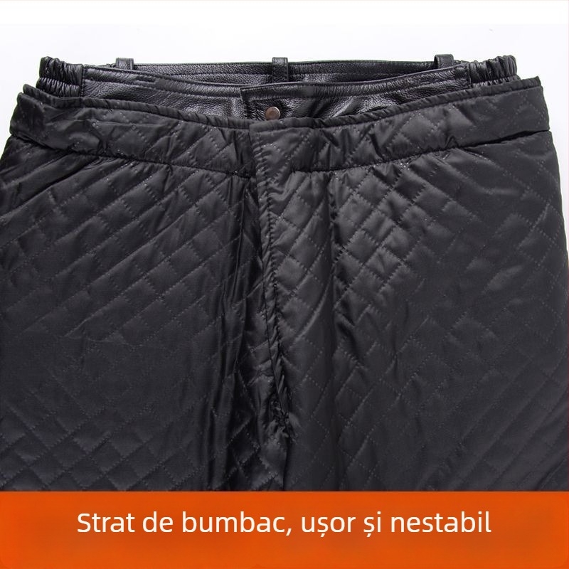 Pantaloni din piele de vită, model bloc, stil skateboard, iarna 2023, pentru persoane de vârstă mijlocie și în vârstă