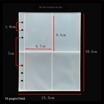 Pagini interioare detașabile cu 6 găuri, grilă de 4 celule pentru albume foto vedete, pagini Polaroid cu 4 cadrane