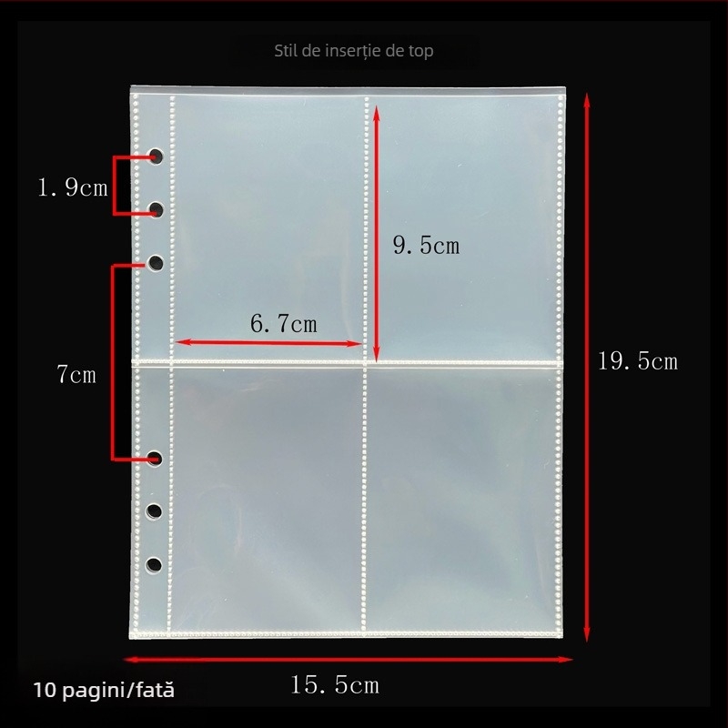 Pagini interioare detașabile cu 6 găuri, grilă de 4 celule pentru albume foto vedete, pagini Polaroid cu 4 cadrane