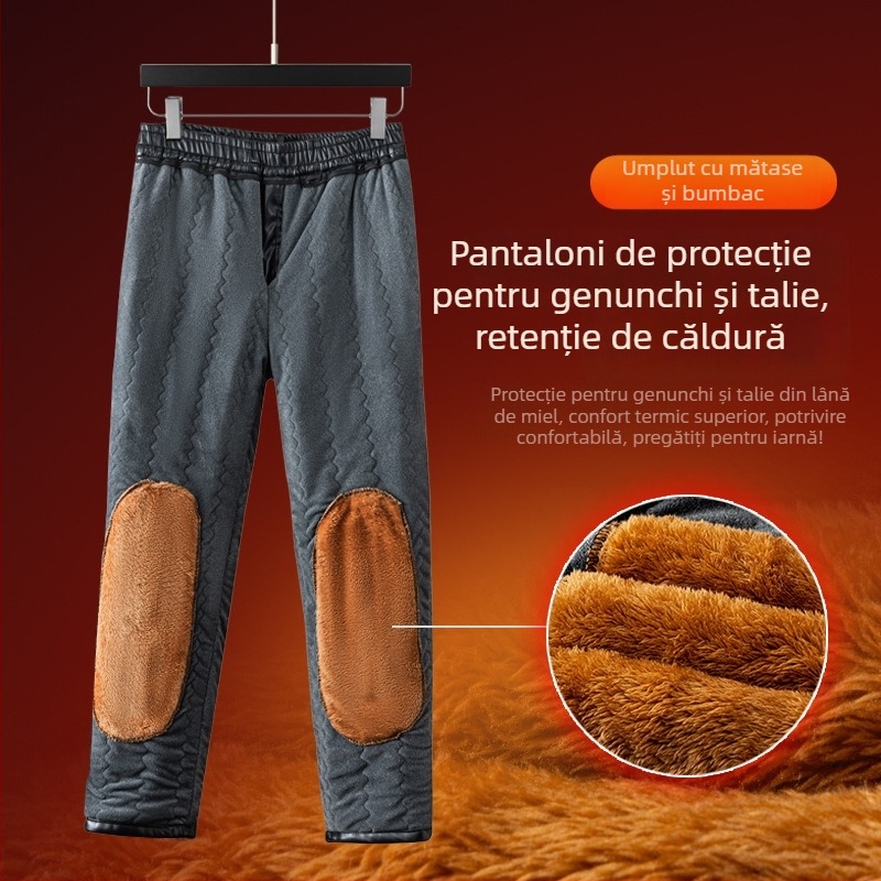 Pantaloni din piele PU, croială dreaptă, cu grosime suplimentară, căptușeală poliester, pentru iarnă