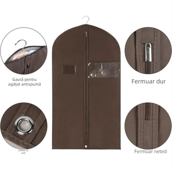 Sac de haine din material nețesut cu fereastră transparentă, stil simplu și modern, protecție împotriva prafului și umezelii